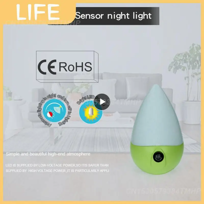 

White Light Led Night Light 1w Eu Plug Wall Socket Lamp 90 Degree Rotation Smart Sensor Light Smart Light Plastic Bedroom Lamp