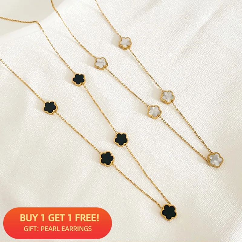 Fashion Stainless Steel Double Sided Flower Necklace Luxury Design Women's Pendant Necklace High Quality Clover Jewelry Gift
Fashion Stainless Steel Double Sided Flower Necklace Luxury Design Women's Pendant Necklace High Quality Clover Jewelry Gift