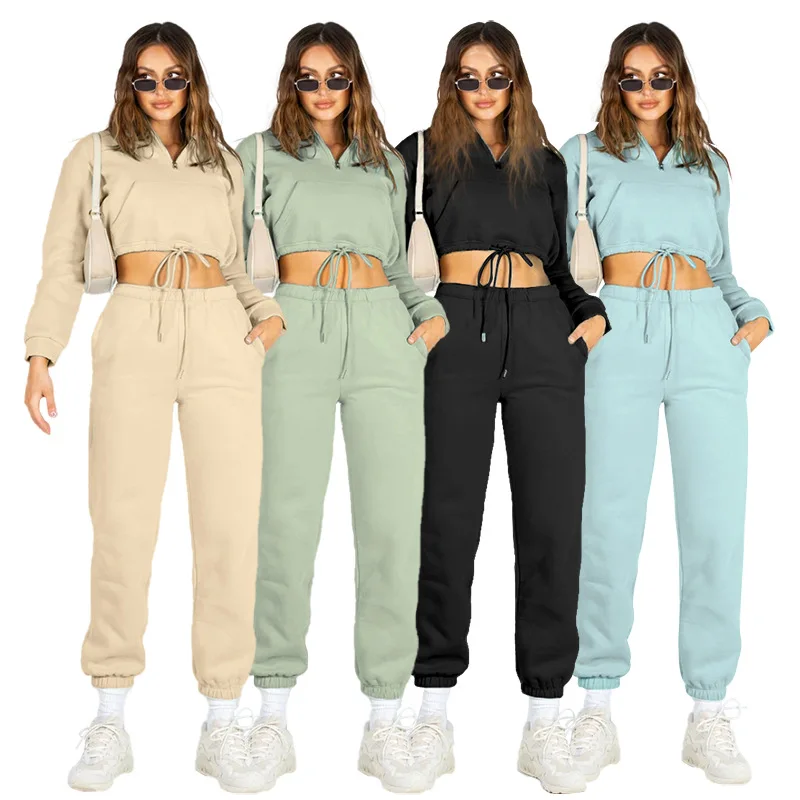 2022 Womens Two Piece Fall Outfits Crop Tops Hoodie and Pants Exercise Tracksuits
2022 Womens Two Piece Fall Outfits Crop Tops Hoodie and Pants Exercise Tracksuits