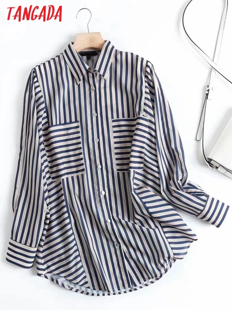 Tangada 2022 Women Striped Print Shirt Blouse Long Sleeve Chic Female Office Lady Tops 4C42
Tangada 2022 Women Striped Print Shirt Blouse Long Sleeve Chic Female Office Lady Tops 4C42