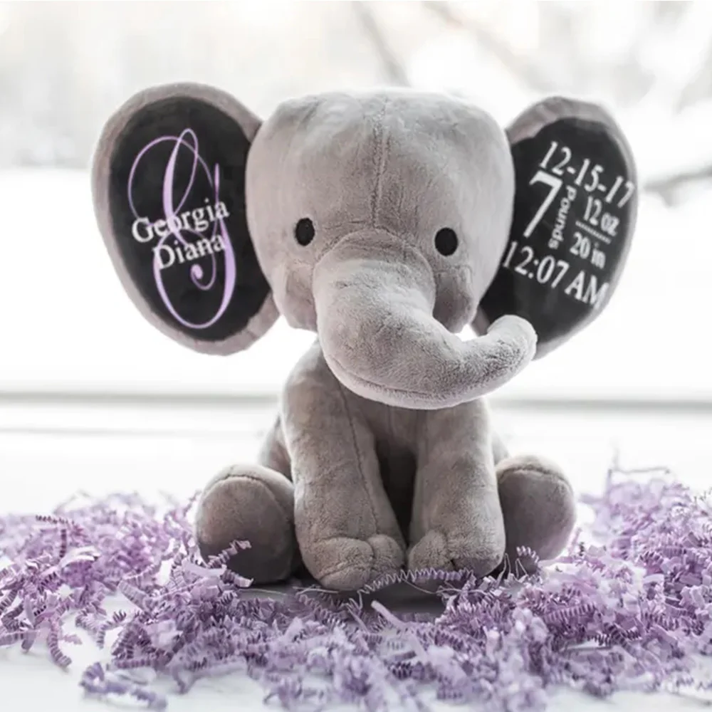 

Custom baby plush Birth Stat Elephant Baby Shower Gift Girl Boy Gift Personalized Baby gift Baby Keepsake Welcome home baby