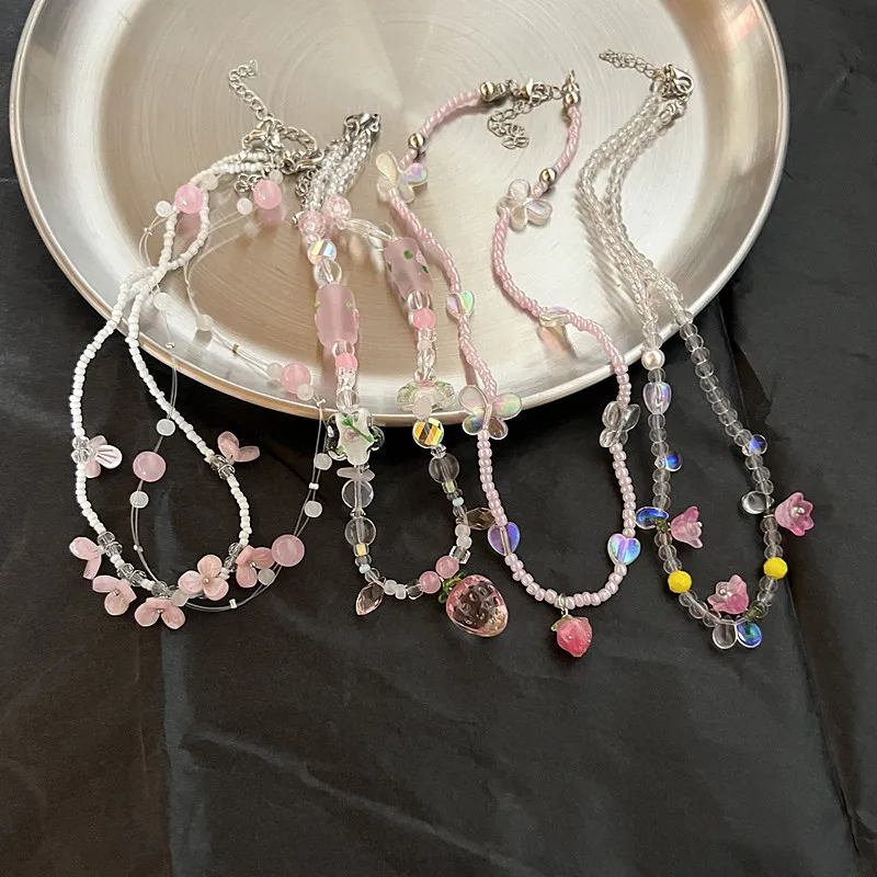 Summer Pink Blue Crystal Beaded Pearl Vintage Necklace Flower Stacked Necklace for Women Clavicle Chain Neck Aesthetic Jewelry
Summer Pink Blue Crystal Beaded Pearl Vintage Necklace Flower Stacked Necklace for Women Clavicle Chain Neck Aesthetic Jewelry