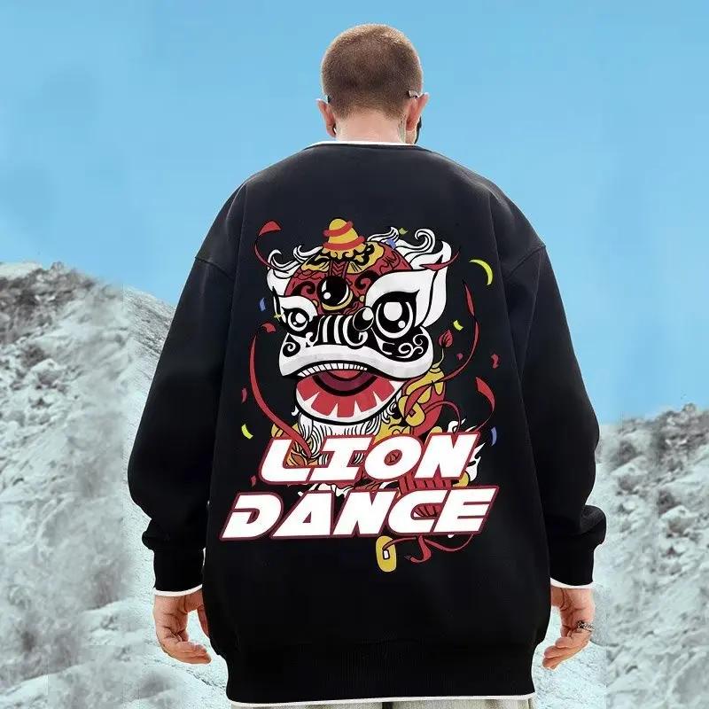 Guocao Chinese Wind Lion Without Hat Fake Two Pieces Hoodie Men's Tide Plus Fat Plus Couple Wear Round Neck Large Size M-8XL 
Guocao Chinese Wind Lion Without Hat Fake Two Pieces Hoodie Men's Tide Plus Fat Plus Couple Wear Round Neck Large Size M-8XL