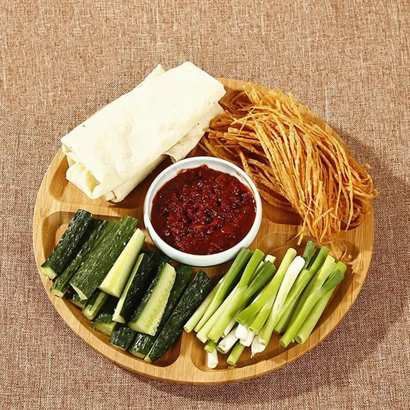 Bamboo Nuts Storage Platter Tray Bamboo Fruit Tray With 5 Compartments Dessert Fruit Veggie Food Serve Plate Tray For Party 
Bamboo Nuts Storage Platter Tray Bamboo Fruit Tray With 5 Compartments Dessert Fruit Veggie Food Serve Plate Tray For Party