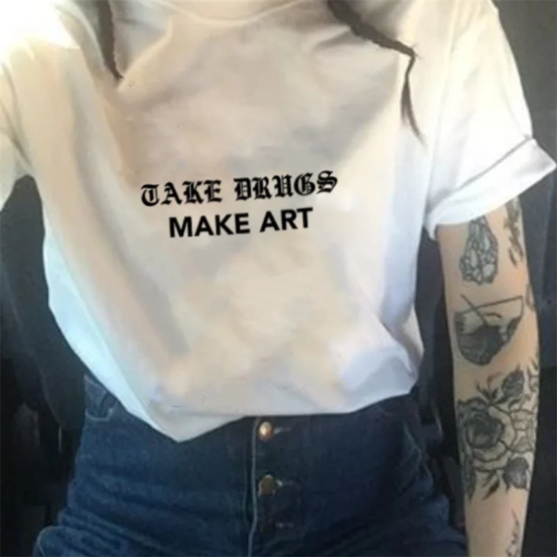 Take Drugs Make Art Tee Woman T-shirts Crop Top Y2k Clothes Kawaii Blouses Gothic Vintage 90s Aesthetic Goth Tops Anime
Take Drugs Make Art Tee Woman T-shirts Crop Top Y2k Clothes Kawaii Blouses Gothic Vintage 90s Aesthetic Goth Tops Anime