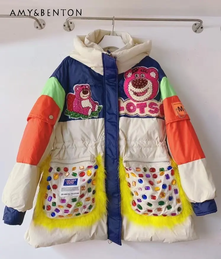 Winter New Design Heavy Industry Fashion Brand Cotton Coats for Ladies Rhinestone Bear Color Matching Down Jacket Coat for Women
Winter New Design Heavy Industry Fashion Brand Cotton Coats for Ladies Rhinestone Bear Color Matching Down Jacket Coat for Women