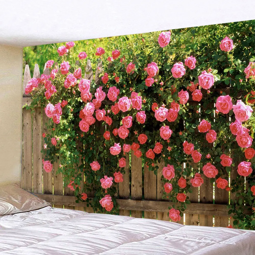 Spring Flowers Wood Fence Tapestry Nature Pink Rose Plants Floral Wall Hanging Garden Window Natural Scenery Cloth Home Decor
Spring Flowers Wood Fence Tapestry Nature Pink Rose Plants Floral Wall Hanging Garden Window Natural Scenery Cloth Home Decor