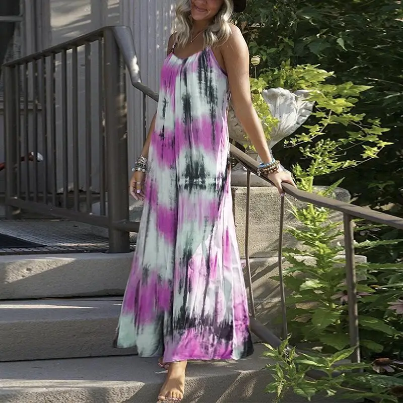 Women's Tie-Dye Stripe Print Long Dress Sexy Spaghetti Strap Backless Beach Holiday Maxi Dress Summer Casual Loose Robe Vestidos
Women's Tie-Dye Stripe Print Long Dress Sexy Spaghetti Strap Backless Beach Holiday Maxi Dress Summer Casual Loose Robe Vestidos