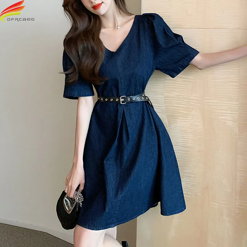 DFRCAEG Blue Women Jeans Dress Summer 2022 Casual Denim A-Line Short Sleeve Mini Dress Belt V Neck Backless Elegant Vestidos
DFRCAEG Blue Women Jeans Dress Summer 2022 Casual Denim A-Line Short Sleeve Mini Dress Belt V Neck Backless Elegant Vestidos