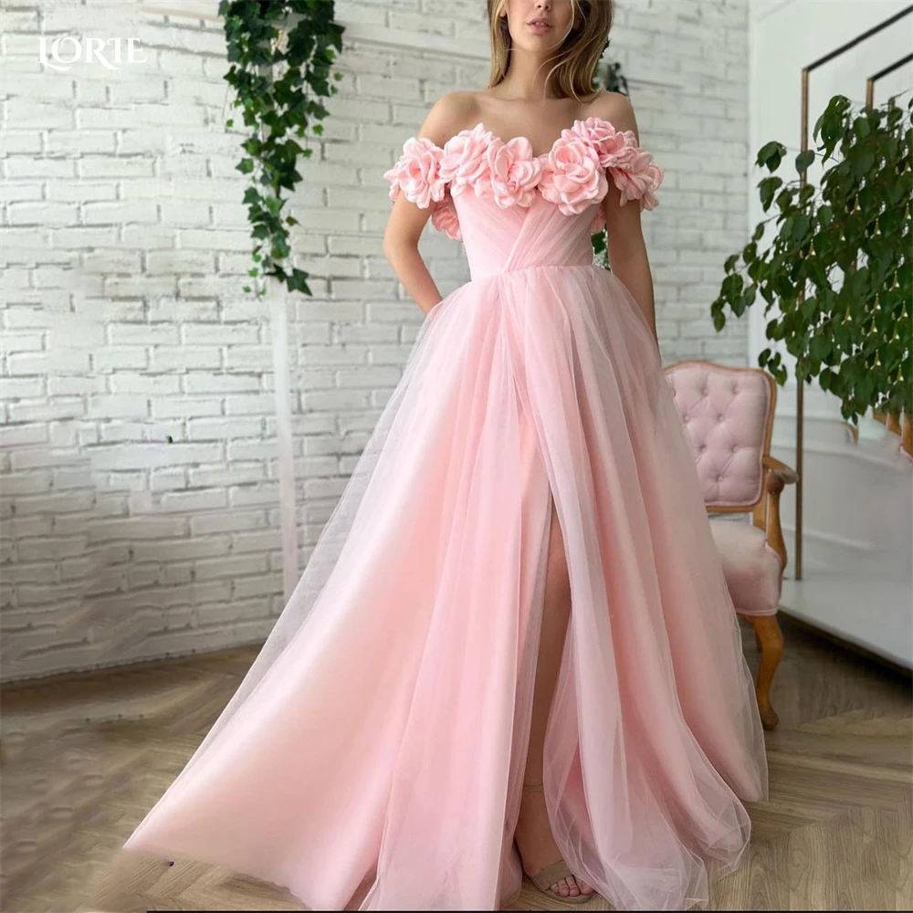 LORIE Blush Pink Prom Dresses 3D Flowers A-Line Off Shoulder Graduation Gowns Side Split Formal Party Gown robe de soirée femme
LORIE Blush Pink Prom Dresses 3D Flowers A-Line Off Shoulder Graduation Gowns Side Split Formal Party Gown robe de soirée femme