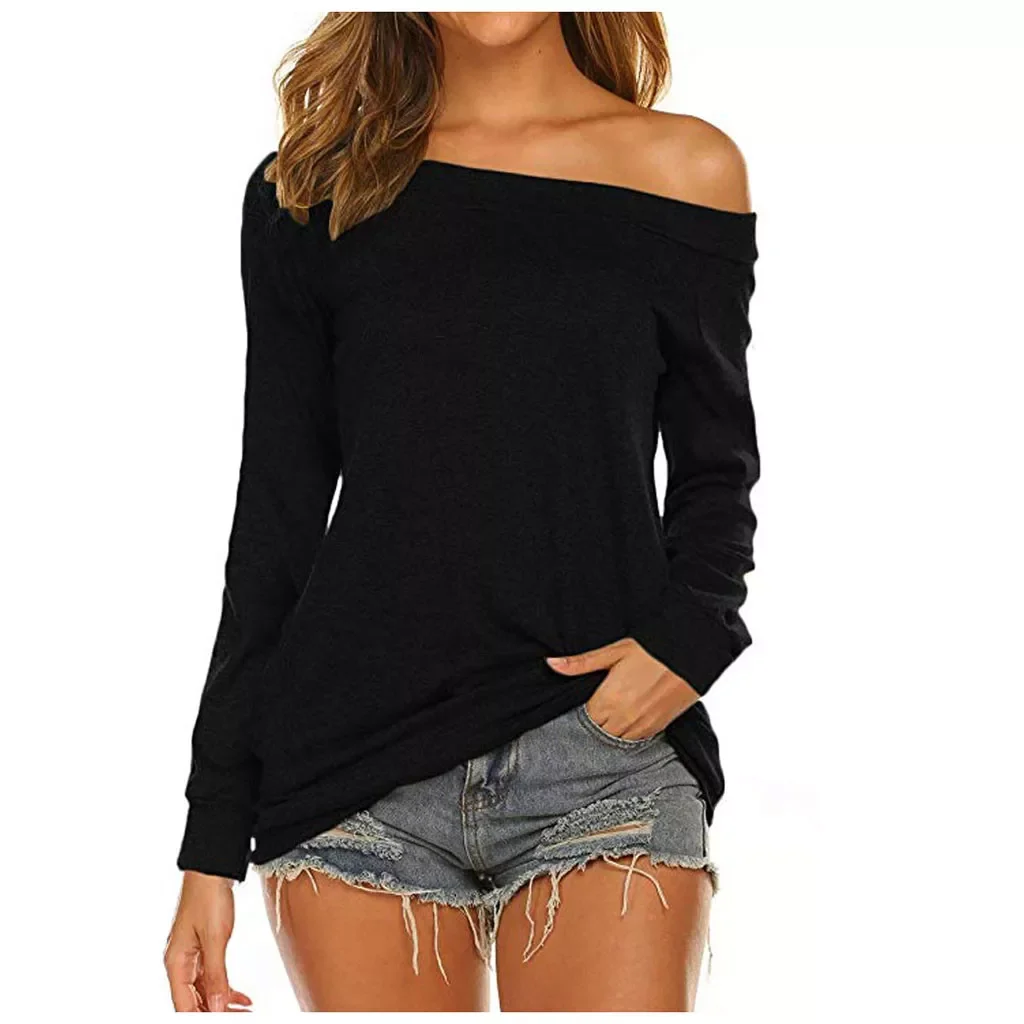 Women Black T Shirts Long Sleeve Boat Neck Off Shoulder Tee Shirt Tunic Tops Slim Tshirt Casual Woman Tshirts Basic Tops Spring
Women Black T Shirts Long Sleeve Boat Neck Off Shoulder Tee Shirt Tunic Tops Slim Tshirt Casual Woman Tshirts Basic Tops Spring