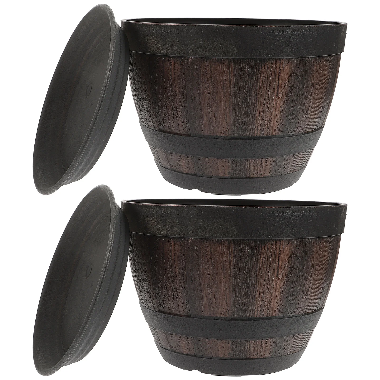 2 Sets Drainage Holes Balcony Plastic Planting Pots Breathable Flower Pots Rustic Bucket with Saucer
2 Sets Drainage Holes Balcony Plastic Planting Pots Breathable Flower Pots Rustic Bucket with Saucer
