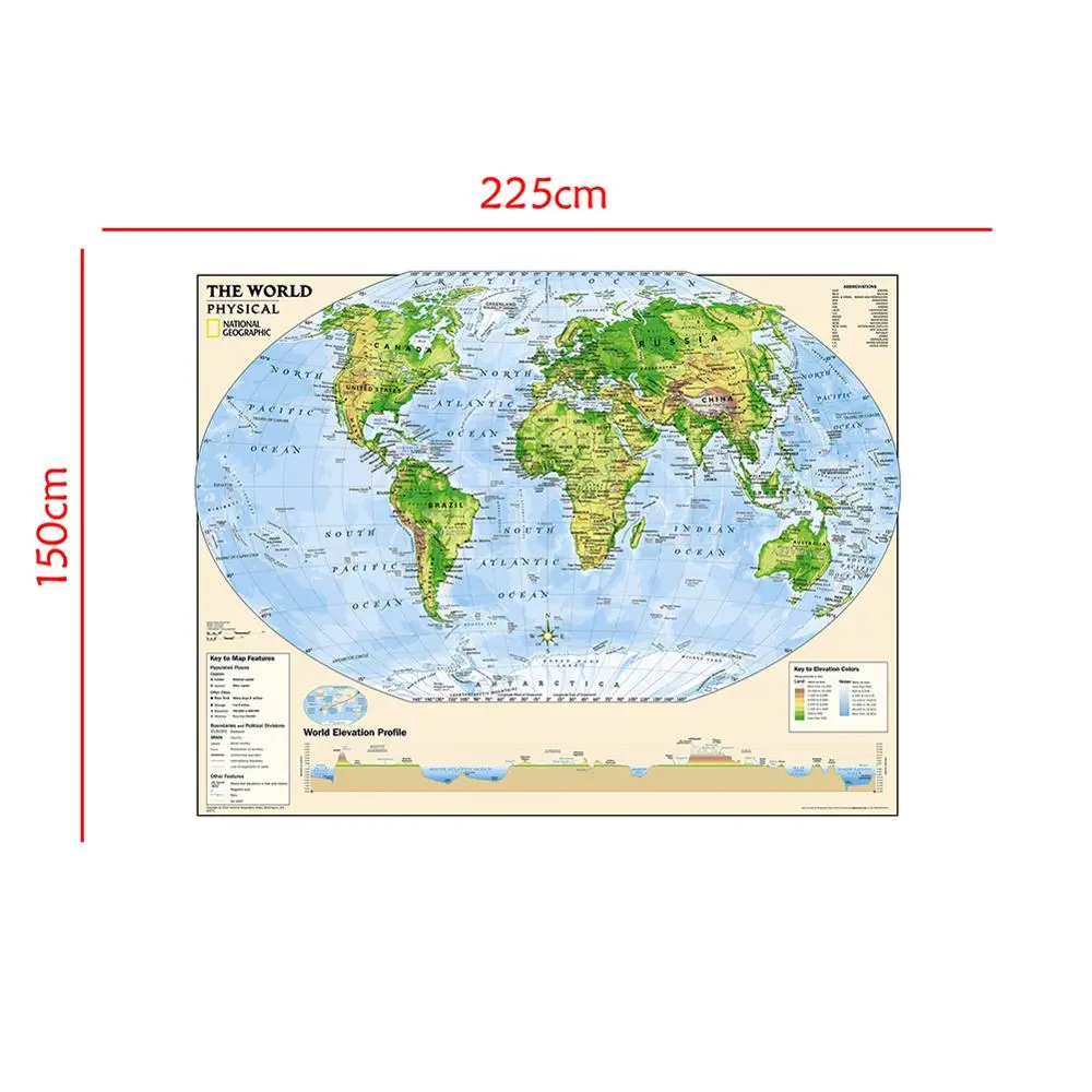Профиль физической карты мира с ключом к карте, 150x225 см, для начинающих геологических исследований
Профиль физической карты мира с ключом к карте, 150x225 см, для начинающих геологических исследований
