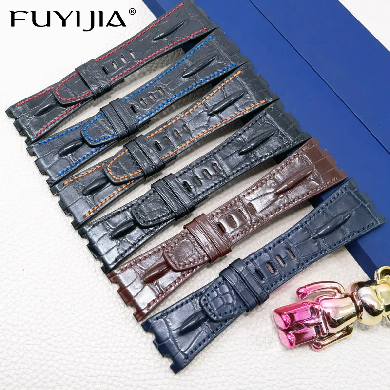 FUYIJIA New Handmade genuine alligator watchbands luxury custom AudemarsPiguet strap waterproof crocodile skin watch band 28MM
FUYIJIA New Handmade genuine alligator watchbands luxury custom AudemarsPiguet strap waterproof crocodile skin watch band 28MM