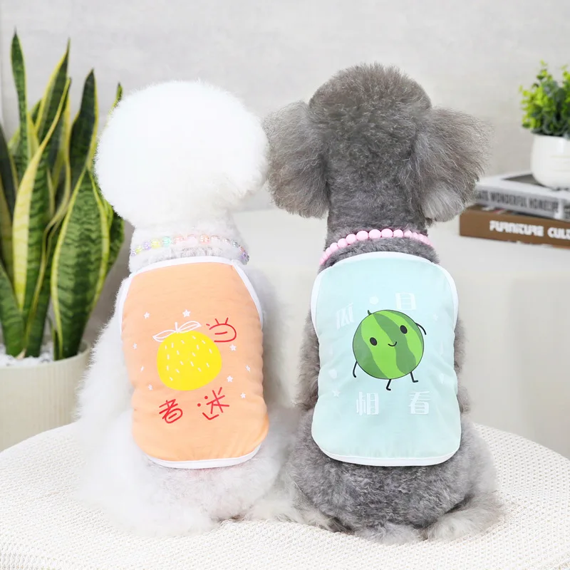Thin Dog Cooling Vest Breathable Pet Clothes for Small Dogs Cute Fruit Print Summer Puppy Cat Cheap T-shirt Tank Top Sun-top 
Thin Dog Cooling Vest Breathable Pet Clothes for Small Dogs Cute Fruit Print Summer Puppy Cat Cheap T-shirt Tank Top Sun-top