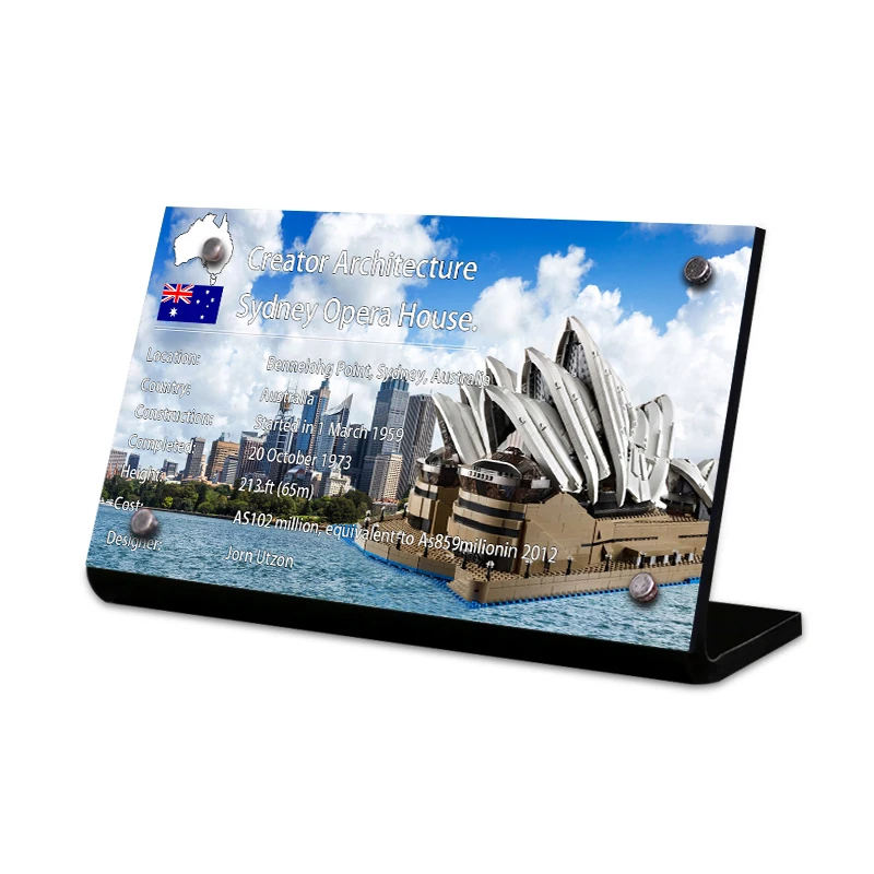 Acrylic Display Stand Information Sign for 10234 Sydney Opera Tag Label Display Board Building Blocks Kit Kid Toy
Acrylic Display Stand Information Sign for 10234 Sydney Opera Tag Label Display Board Building Blocks Kit Kid Toy