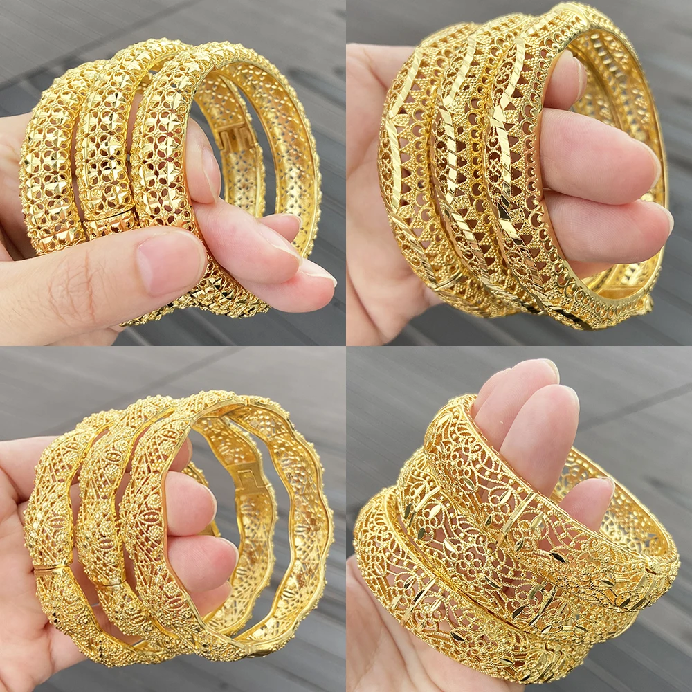 

YM Bangles For Women Dubai Gold Color Copper Bangle Ethiopian Saudi Arab Bracelet Wedding Bride Jewelery African Birthday Gift