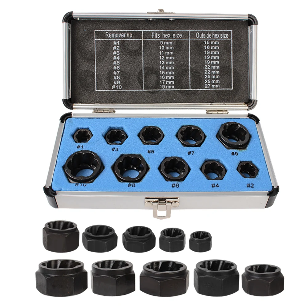 10pcs/Set Bolt Nut Removal Socket Tool Hand Tools Kit Bolt Nut Remover Damaged Screw Extractor Car Tool Kit
10pcs/Set Bolt Nut Removal Socket Tool Hand Tools Kit Bolt Nut Remover Damaged Screw Extractor Car Tool Kit