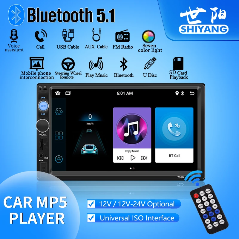 Car Mp5 Player 12V-24V Optional Bt Fm Usb Tf Aux 2din 7 Inch Multimedia Hd Touch Screen With Reversing Video Radio
Car Mp5 Player 12V-24V Optional Bt Fm Usb Tf Aux 2din 7 Inch Multimedia Hd Touch Screen With Reversing Video Radio