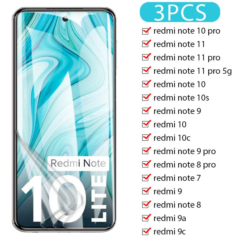 3PCS Hydrogel Film For Xiaomi Redmi Note 12 11 Pro Plus 10 9 8 Pro Screen Protector For Redmi Note 11S 10S 10C 9C 9T 9A 9 8 Film
3PCS Hydrogel Film For Xiaomi Redmi Note 12 11 Pro Plus 10 9 8 Pro Screen Protector For Redmi Note 11S 10S 10C 9C 9T 9A 9 8 Film