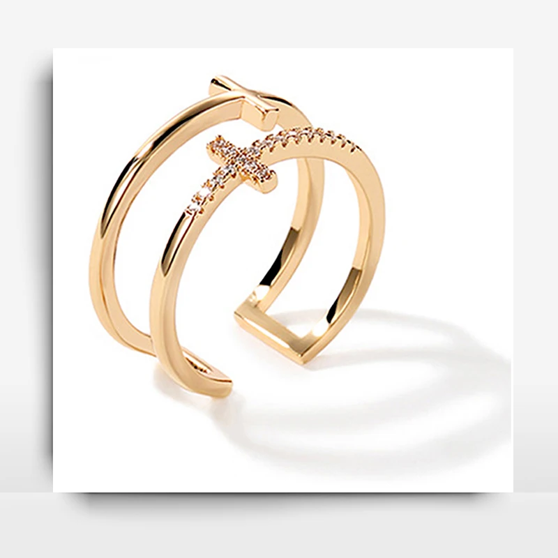 Japanese-Korean Fashion Double Cross Ring For Women Classic Zircon Opening Adjustable Rings Daily Wear Accessories Party Jewelry
Japanese-Korean Fashion Double Cross Ring For Women Classic Zircon Opening Adjustable Rings Daily Wear Accessories Party Jewelry