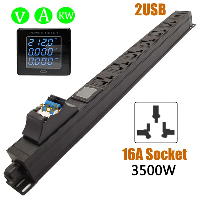 Smart Socket 1U Rack Mount PDU Power Distribution Unit USB Power Strip 16A Socket Circuit Breaker Ampere/Volt/Watt Meter
Smart Socket 1U Rack Mount PDU Power Distribution Unit USB Power Strip 16A Socket Circuit Breaker Ampere/Volt/Watt Meter