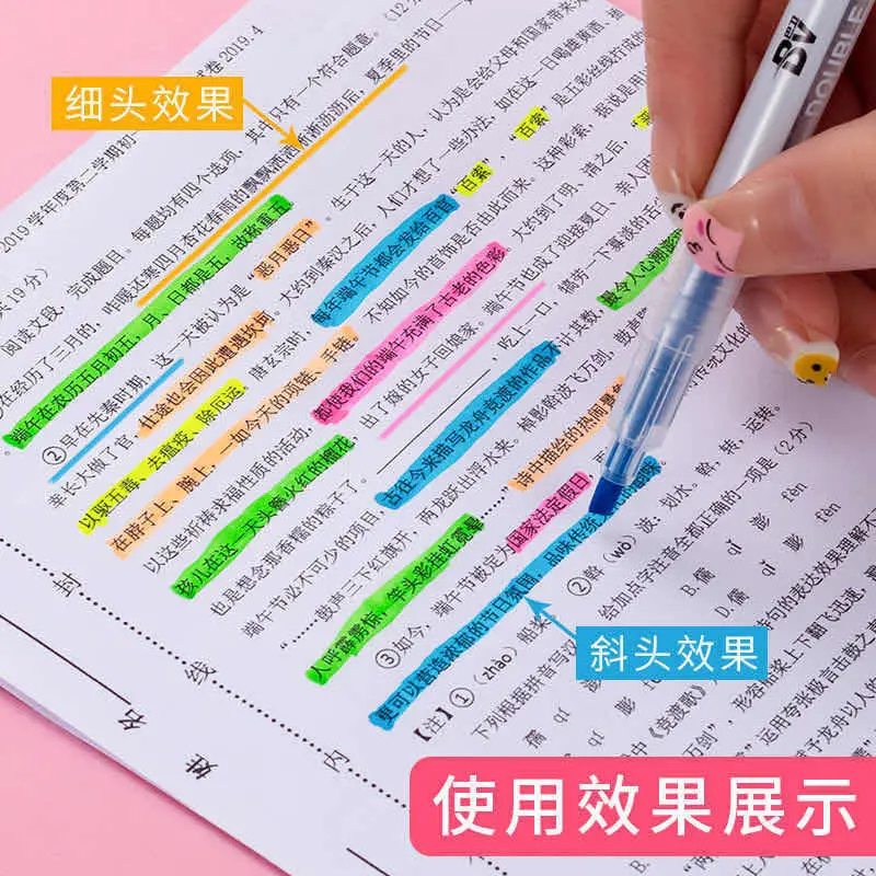 Double Headed Fluorescent Pen For Elementary School Students, Cute Colored Translucent Pen For Marking Key Points, Retro Line Ma 
Double Headed Fluorescent Pen For Elementary School Students, Cute Colored Translucent Pen For Marking Key Points, Retro Line Ma