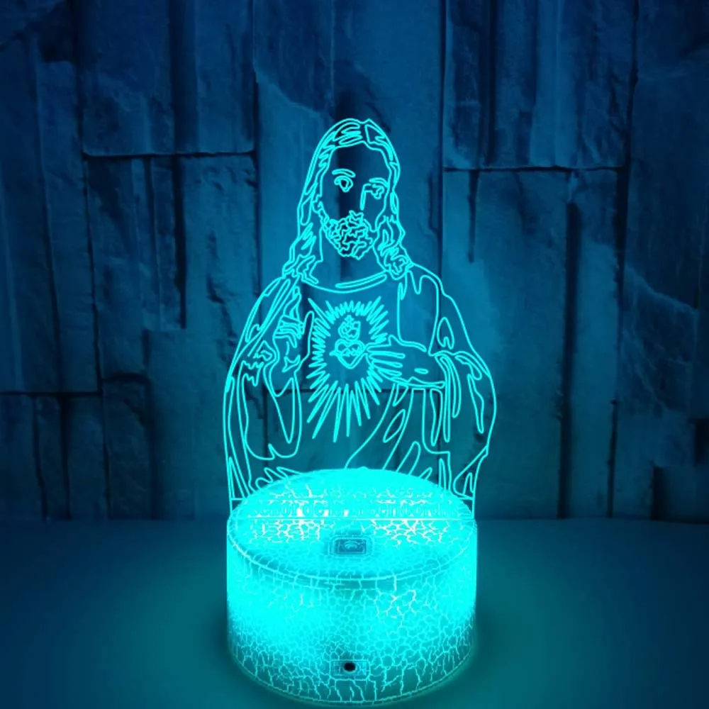 

Nighdn 3D Illusion Jesus Night Light Lamp Touch 7 Colors Changing USB Table Desk Lamp Creative Gift Home Bedroom Decorations