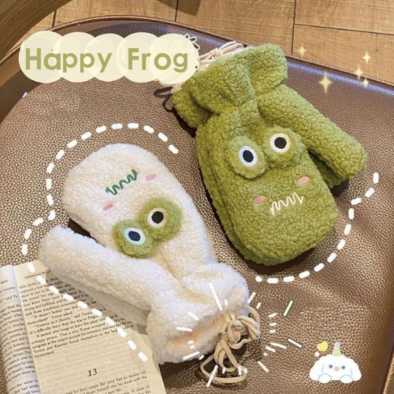 Cute Ins Girl's Gloves For Winter Plus Velvet Student Hanging Neck Happy Frog Keep Warm Gloves With Fingers Wrapped Outdoor
Cute Ins Girl's Gloves For Winter Plus Velvet Student Hanging Neck Happy Frog Keep Warm Gloves With Fingers Wrapped Outdoor
