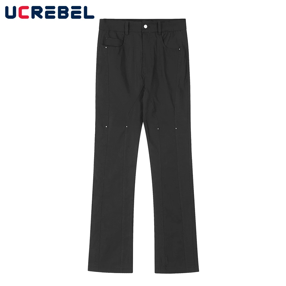 Брюки мужские с заклепками, повседневные однотонные прямые штаны, брюки клеш, уличная одежда, осень
Брюки мужские с заклепками, повседневные однотонные прямые штаны, брюки клеш, уличная одежда, осень