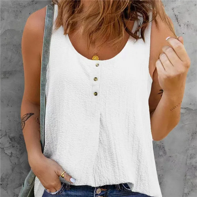 Fashion Women's Tank Top Solid Color Top Vest Casual Vintage Linen Summer Tops Tee Sleeveless Button Women Tee Shirts
Fashion Women's Tank Top Solid Color Top Vest Casual Vintage Linen Summer Tops Tee Sleeveless Button Women Tee Shirts