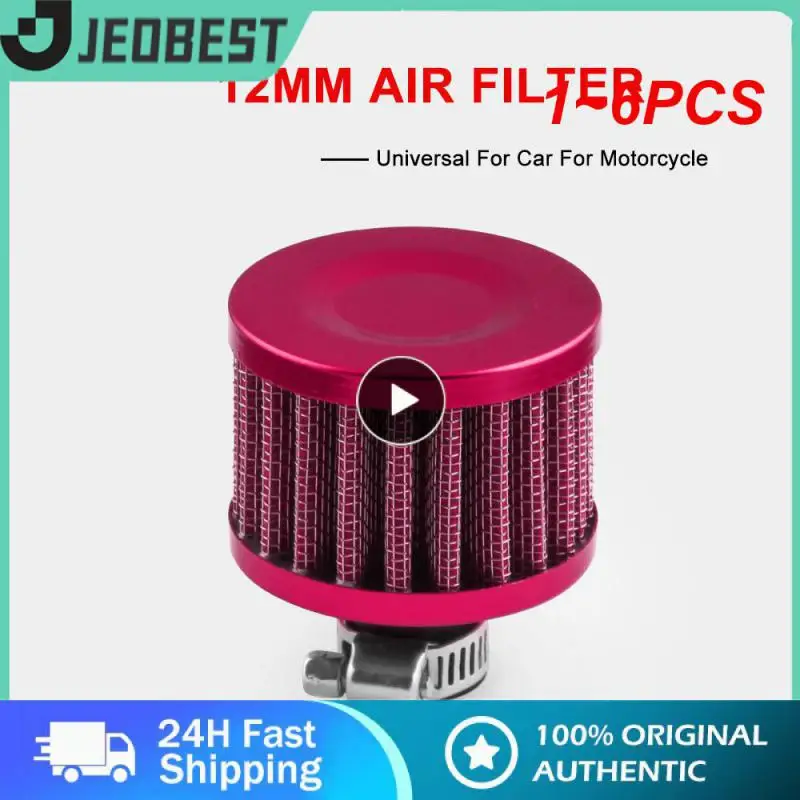 

1~6PCS New Universal 12mm Car Air Filter for Motorcycle Cold Air Intake High Flow Crankcase Vent Cover Mini Breather Filters