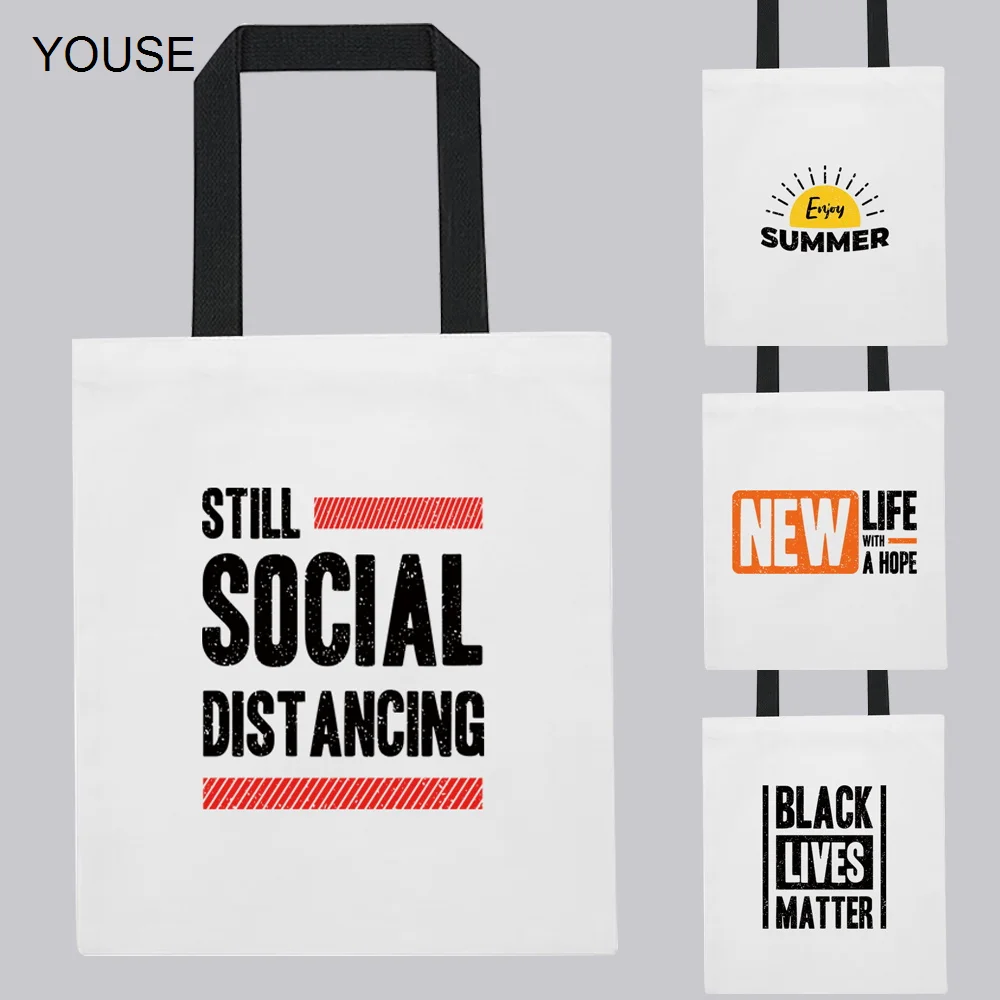 Shopping Bag Ladies Bag Shoulder Bag Handbag Casual Fashion Personality Word Pattern Printing Travel Bag Clutch White Canvas Bag
Shopping Bag Ladies Bag Shoulder Bag Handbag Casual Fashion Personality Word Pattern Printing Travel Bag Clutch White Canvas Bag