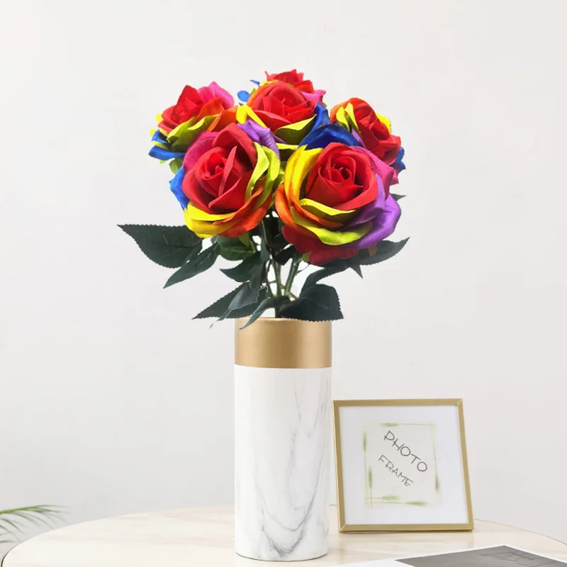 Colorful Floral Arrangement Vase Ornaments Imitation Silk Rose Flower Wedding Party Layout Fake Rainbow Flowers Home Table Decor
Colorful Floral Arrangement Vase Ornaments Imitation Silk Rose Flower Wedding Party Layout Fake Rainbow Flowers Home Table Decor