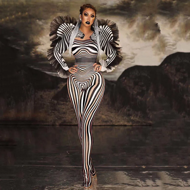 New Fashion Zebra Pattern Jumpsuit Women Singer Sexy Stage Outfit Bar DS Dance Cosplay Bodysuit Performance Show Costume
New Fashion Zebra Pattern Jumpsuit Women Singer Sexy Stage Outfit Bar DS Dance Cosplay Bodysuit Performance Show Costume