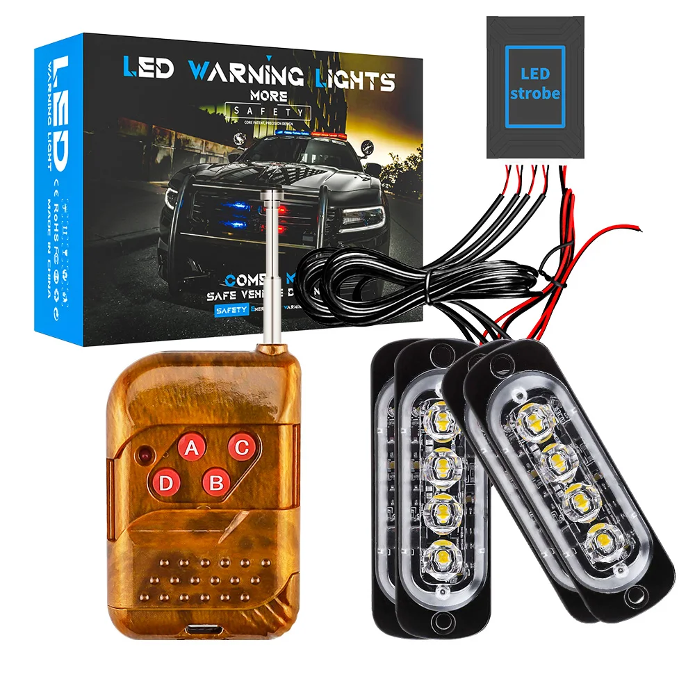 4pcs Wireless Remote Control Car Front Grille Strobe Light LED Flashing Emergency Lamp Police Warning Flash Signal DRL 12V 24V
4pcs Wireless Remote Control Car Front Grille Strobe Light LED Flashing Emergency Lamp Police Warning Flash Signal DRL 12V 24V