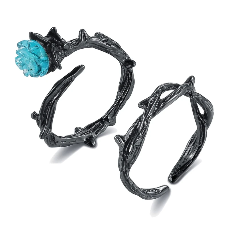 2X Thorn Ring Blue Rose Couple Ring for Boyfriend Girlfriend Adjustable Jewelry 
2X Thorn Ring Blue Rose Couple Ring for Boyfriend Girlfriend Adjustable Jewelry