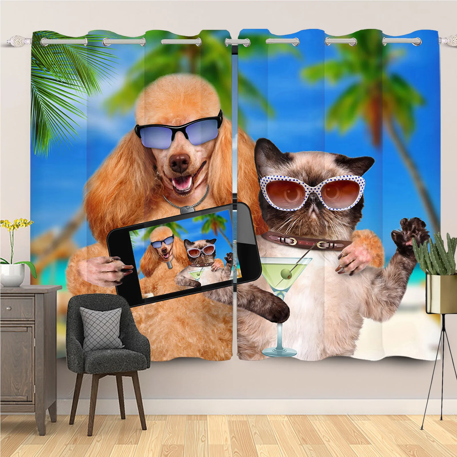 Summer Beach Dog And Cat Photo Window Curtains Funny Living Room Shading Treatment Drapes 3D Seaside Scenery Curtains
Summer Beach Dog And Cat Photo Window Curtains Funny Living Room Shading Treatment Drapes 3D Seaside Scenery Curtains