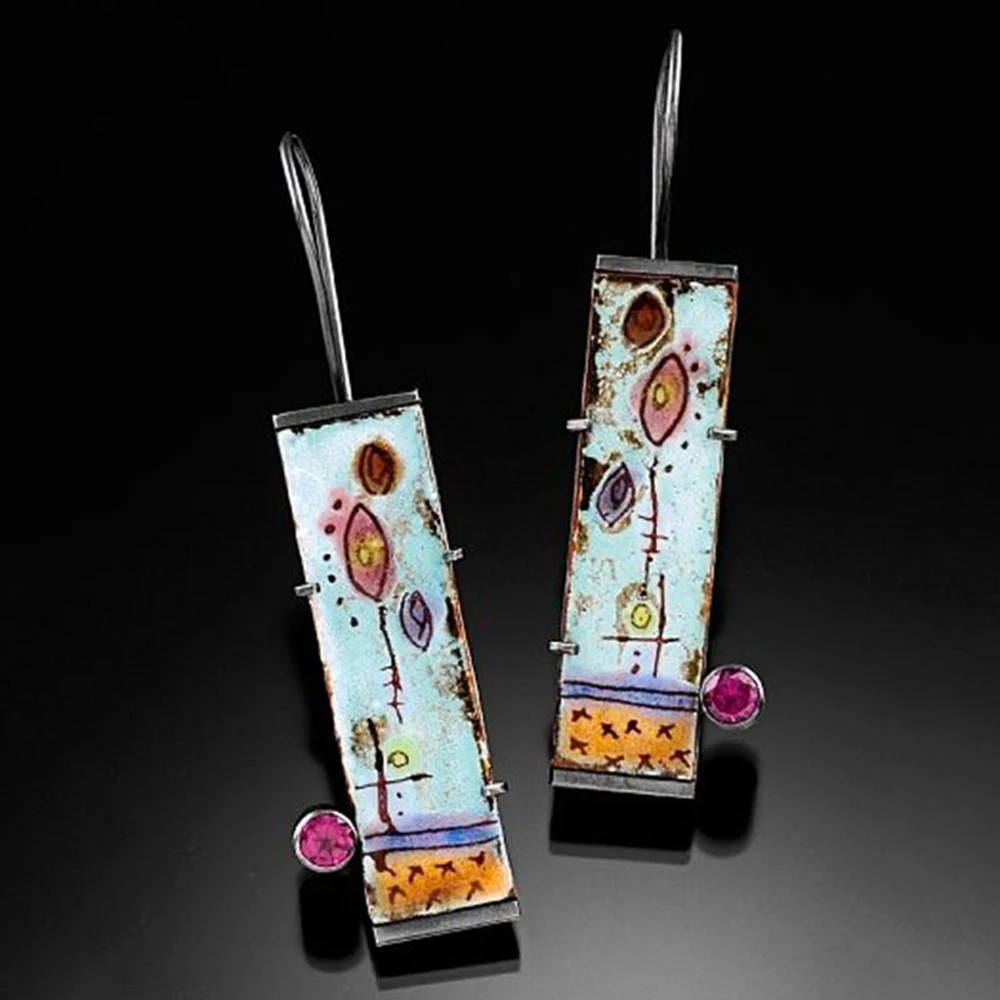 Vintage Painted Flower Earrings Female Bohemian Personalized Square Long Hook Dangle Earrings Jewelry
Vintage Painted Flower Earrings Female Bohemian Personalized Square Long Hook Dangle Earrings Jewelry