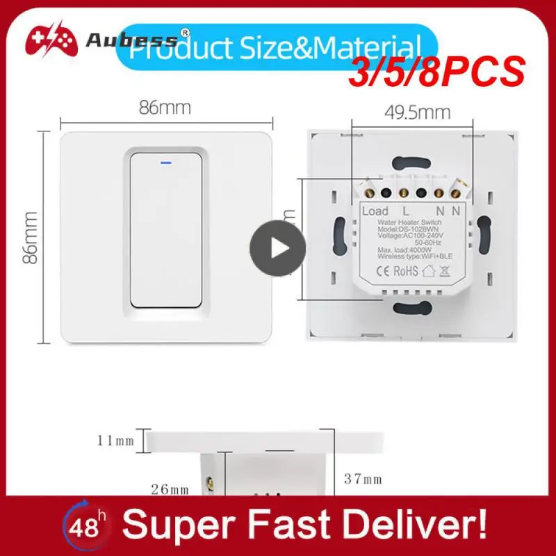 3/5/8PCS Tuya Wifi Tuya Smart Wall Switch Voice Control Water Heater Switch Timing Smart Wifi Wall Switch
3/5/8PCS Tuya Wifi Tuya Smart Wall Switch Voice Control Water Heater Switch Timing Smart Wifi Wall Switch