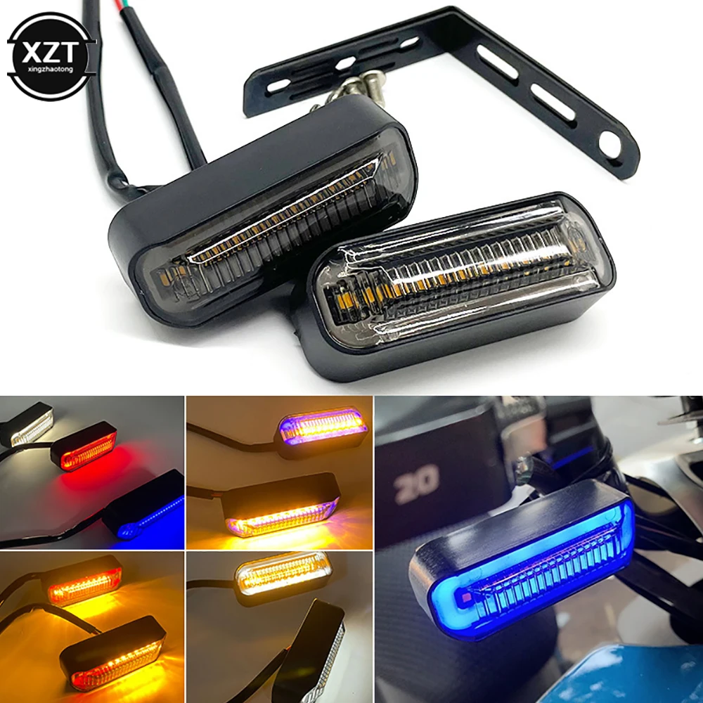 

2PC Universal LED Motorcycle Flasher 12V IP68 Waterproof Flowing Water DRL Stop Tail Lamp Indicator Turn Signals Light Accessory