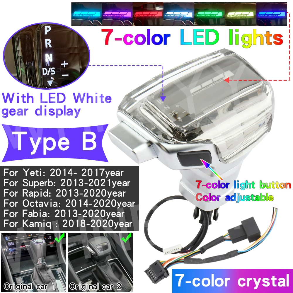 Для Skoda Octavia Superb Fabia Yeti Kamiq Ручка переключения передач со светодиодной подсветкой и кристаллами Ручка автоматической коробки передач Головка переключения передач
Для Skoda Octavia Superb Fabia Yeti Kamiq Ручка переключения передач со светодиодной подсветкой и кристаллами Ручка автоматической коробки передач Головка переключения передач