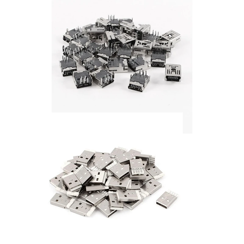 30 Pcs Mini USB Type B Female Socket 5-Pin Connector & 55 Pcs DIY USB 2.0 Type A Solder 4 Pin Male Plug Connector
30 Pcs Mini USB Type B Female Socket 5-Pin Connector & 55 Pcs DIY USB 2.0 Type A Solder 4 Pin Male Plug Connector
