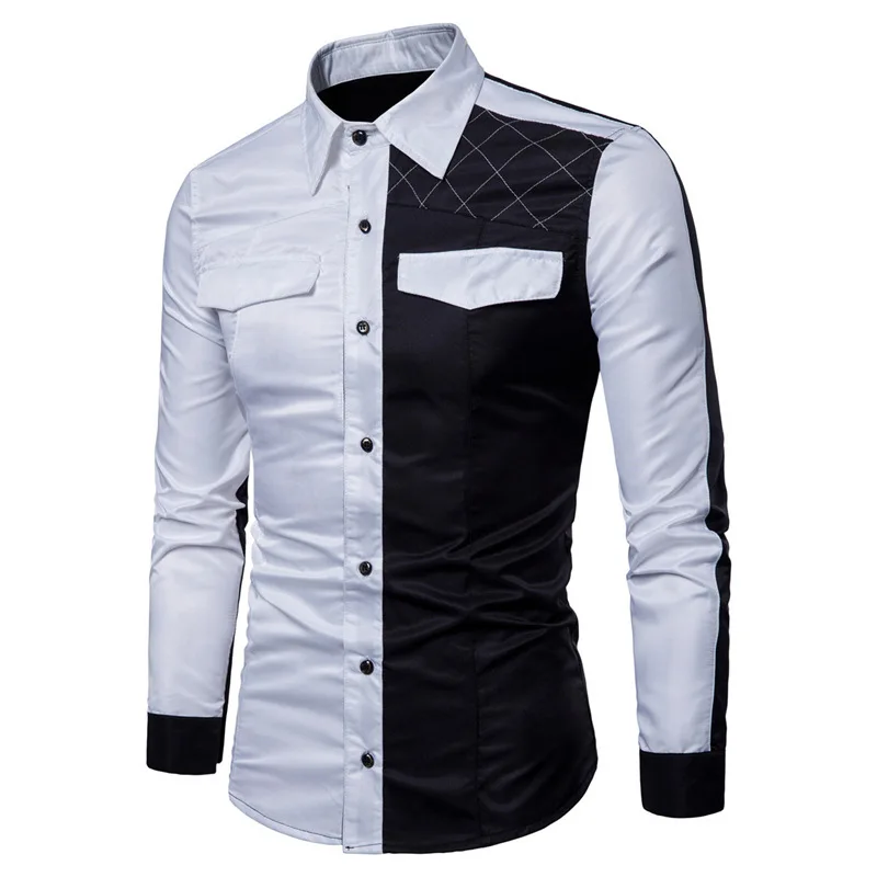 2022 spring and summer new shirt casual men's contrast color stitching new slim long-sleeved shirt men
2022 spring and summer new shirt casual men's contrast color stitching new slim long-sleeved shirt men