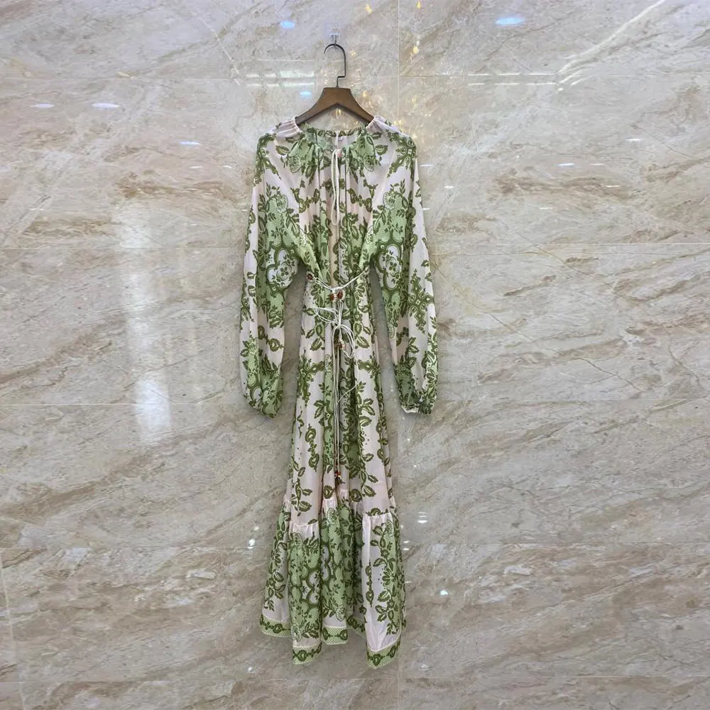 2023 Spring Summer Loose Women Dress Foundation Print Green Flowers Boho Maxi Casual Holiday Dress Long Sleeve Female
2023 Spring Summer Loose Women Dress Foundation Print Green Flowers Boho Maxi Casual Holiday Dress Long Sleeve Female