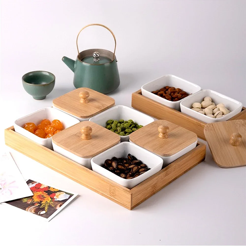 Japan Style Kitchen Organizer Ceramic Bowls Food Storage Containers with Bamboo Lid and Pallets Snack Serving Tray
Japan Style Kitchen Organizer Ceramic Bowls Food Storage Containers with Bamboo Lid and Pallets Snack Serving Tray