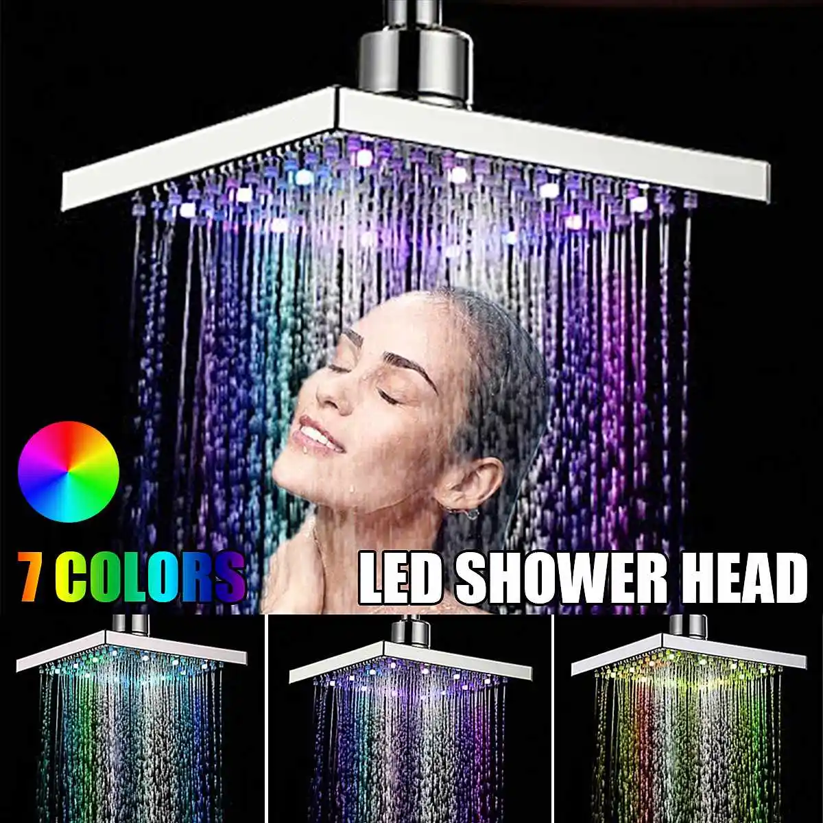 Shower Head LED Rainfall Shower Head Square Shower Head Multi-Color Changing Temperature Sensor Showerhead for Bathroom
Shower Head LED Rainfall Shower Head Square Shower Head Multi-Color Changing Temperature Sensor Showerhead for Bathroom