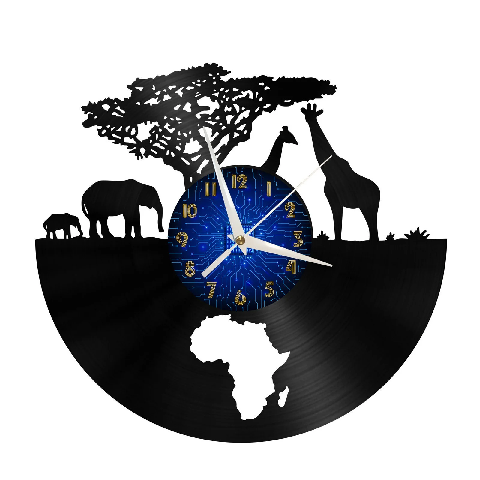 African Wilderness Elephant and Giraffe Vinyl Record Wall Clock for Kitchen Wall Decor Wall Art
African Wilderness Elephant and Giraffe Vinyl Record Wall Clock for Kitchen Wall Decor Wall Art