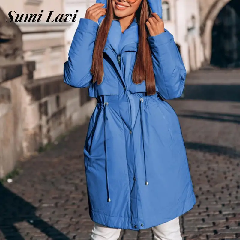 Winter Long Cotton Down Jacket Women Fashion Hooded Faux Big Fur Collar Long Coat Casual Thick Solid Waisted Drawstring Parkas
Winter Long Cotton Down Jacket Women Fashion Hooded Faux Big Fur Collar Long Coat Casual Thick Solid Waisted Drawstring Parkas