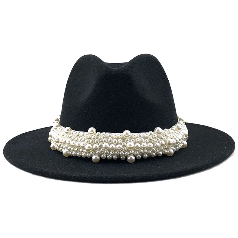 New Fashion Pearl Fedora Big Brim Hats For Women British Style Vintage Church Hats Lady Elegent Jazz Cap Autumn Winter Felt Hat
New Fashion Pearl Fedora Big Brim Hats For Women British Style Vintage Church Hats Lady Elegent Jazz Cap Autumn Winter Felt Hat